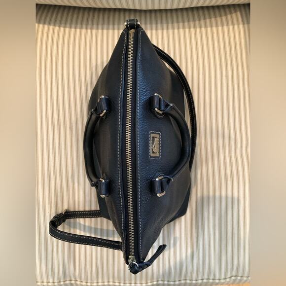 Dooney & Bourke Navy Pebbled Leather Dillen Satchel with Crossbody Strap - Picture 10 of 15